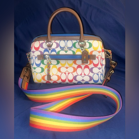 Coach Handbags - Coach Pride Rainbow Rowan Satchel with Rainbow Strap